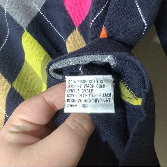 < Vintage Talbots Argyle Preppy Academia V-Neck Sweater > - Picture 4 of 5